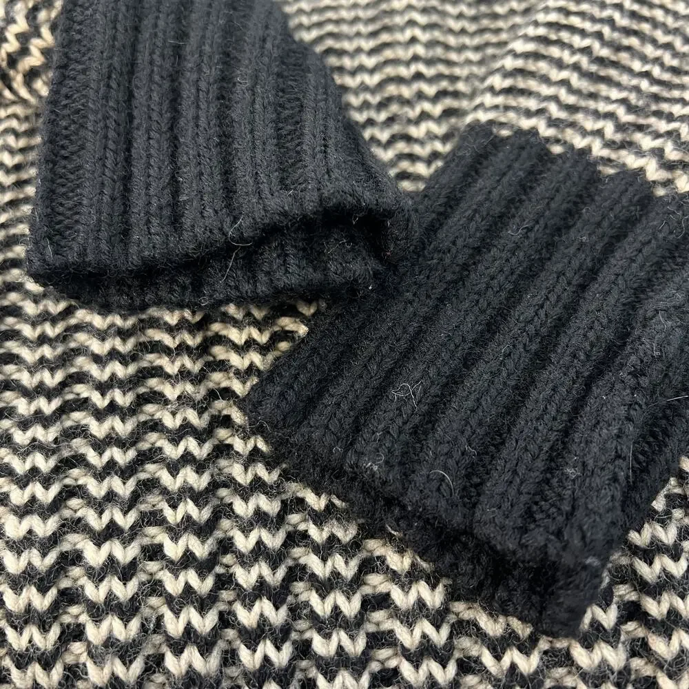Vintage Polo Ralph Lauren Brioche Large Sweater Black White‎ Wool Knit Crewneck